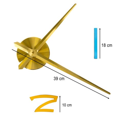 Zegar ścienny naklejany 1 cyfra 100-120 cm złote wskazówki kolorowy Zegar ścienny naklejany 1 cyfra 100-120 cm złote wskazówki kolorowy