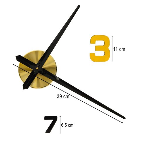 Zegar ścienny naklejany 12 cyfr 100-120 cm czarne wskazówki czarny Zegar ścienny naklejany 12 cyfr 100-120 cm czarne wskazówki czarny