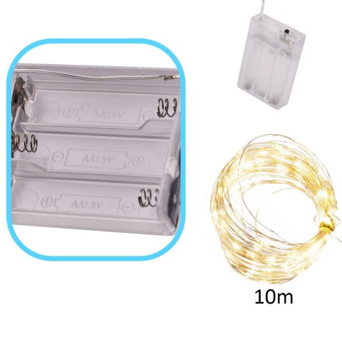 Lampki LED druciki dekoracyjne 10m 100LED ciepły biały Lampki LED druciki dekoracyjne 10m 100LED ciepły biały