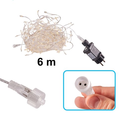 Lampki LED łańcuch druciki girlanda sopelki ślub wesele 6m 200LED ciepły biały o 8 trybów zasialnie sieciowe Lampki LED łańcuch druciki girlanda sopelki ślub wesele 6m 200LED ciepły biały o 8 trybów zasialnie sieciowe