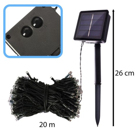 Lampki solarne ogrodowe LED choinkowe świąteczne łańcuch świetlny 20m 200LED multikolor Lampki solarne ogrodowe LED choinkowe świąteczne łańcuch świetlny 20m 200LED multikolor