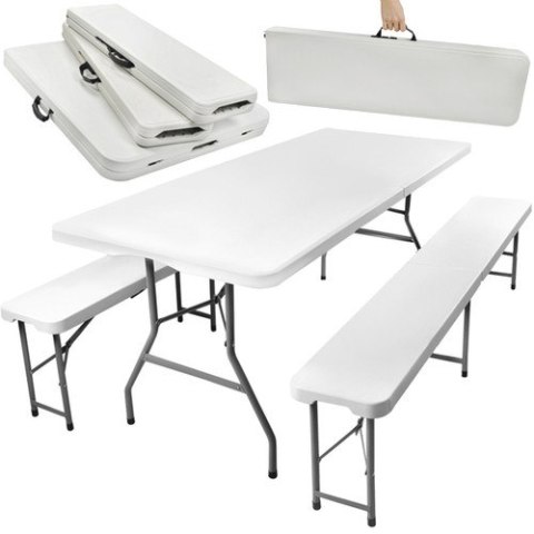Stół ogrodowy składany 180cm + 2 ławki Stół ogrodowy składany 180cm + 2 ławki