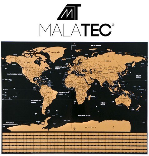 Mapa świata - zdrapka z flagami + akcesoria