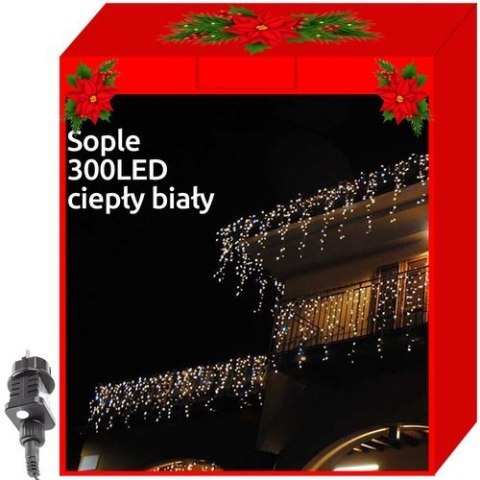 Lampki choinkowe - sople 300 LED ciepły biały 31V Lampki choinkowe - sople 300 LED ciepły biały 31V