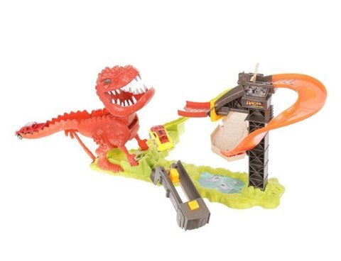 Tor wyrzutnia dinozaur + 2 autka