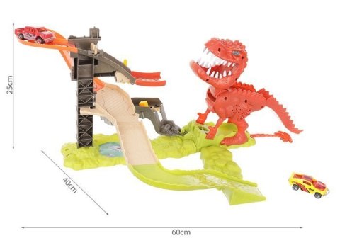 Tor wyrzutnia dinozaur + 2 autka
