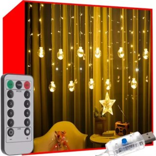 Kurtyna świetlna 108LED USB ciepły biały KŚ19736