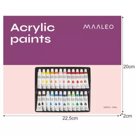 Farby akrylowe 24szt.- 12ml. Maaleo 20363 Farby akrylowe 24szt.- 12ml. Maaleo 20363