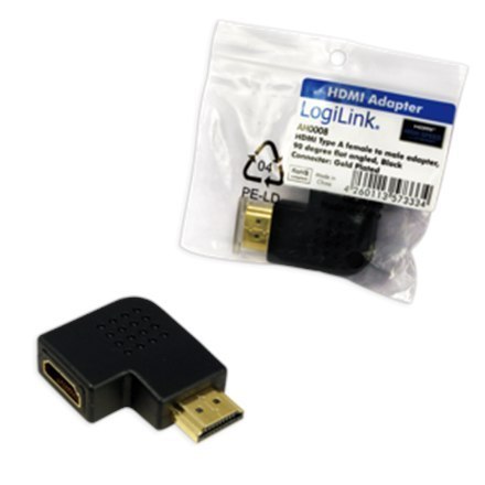 Adapter kątowy Logilink HDMI | 19 pin HDMI typ A | męski | 19 pin HDMI typ A | żeński | czarny Adapter kątowy Logilink HDMI | 19 pin HDMI typ A | męski | 19 pin HDMI typ A | żeński | czarny