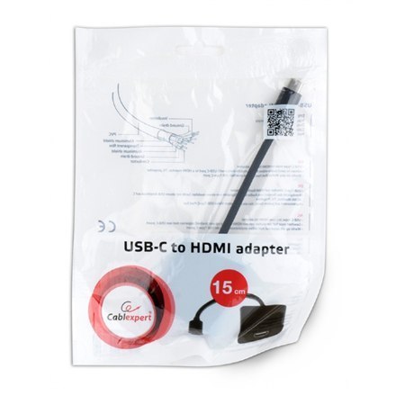 Adapter wideo Cablexpert | 19-pinowe HDMI typu A | żeńskie | 24-pinowe USB-C | męskie | czarne | 0,15 m Adapter wideo Cablexpert | 19-pinowe HDMI typu A | żeńskie | 24-pinowe USB-C | męskie | czarne | 0,15 m