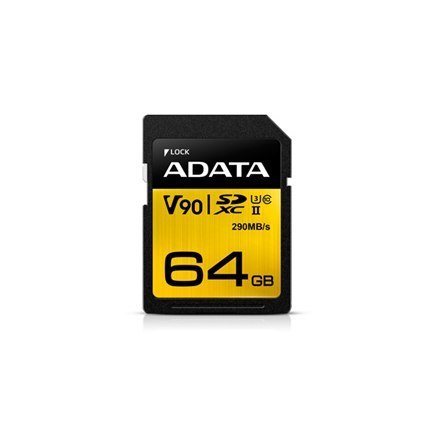 ADATA | Premier ONE | UHS-II U3 | 64 GB | SDXC | Pamięć flash klasy 10 ADATA | Premier ONE | UHS-II U3 | 64 GB | SDXC | Pamięć flash klasy 10