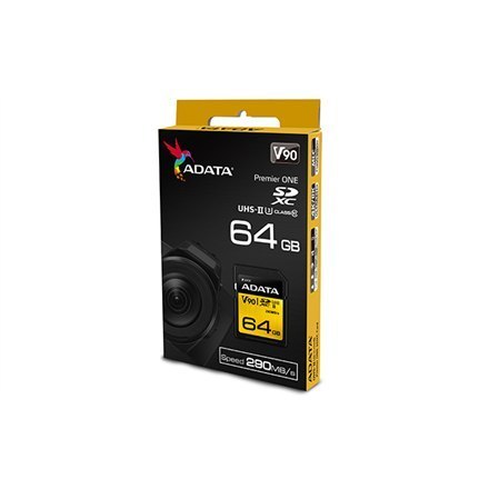 ADATA | Premier ONE | UHS-II U3 | 64 GB | SDXC | Pamięć flash klasy 10 ADATA | Premier ONE | UHS-II U3 | 64 GB | SDXC | Pamięć flash klasy 10
