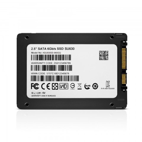 ADATA | Ultimate SU630 3D NAND SSD | 960 GB | Format SSD 2.5" | Interfejs SSD SATA | Prędkość odczytu 520 MB/s | Prędkość zapisu ADATA | Ultimate SU630 3D NAND SSD | 960 GB | Format SSD 2.5" | Interfejs SSD SATA | Prędkość odczytu 520 MB/s | Prędkość zapisu