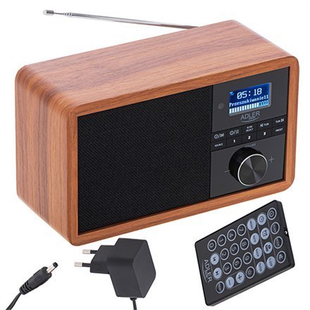 Adler | AD 1184 | Radio DAB+ Bluetooth | Czarny/brązowy | Funkcja alarmu Adler | AD 1184 | Radio DAB+ Bluetooth | Czarny/brązowy | Funkcja alarmu