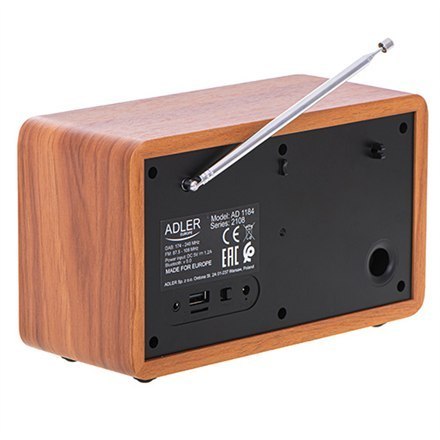 Adler | AD 1184 | Radio DAB+ Bluetooth | Czarny/brązowy | Funkcja alarmu Adler | AD 1184 | Radio DAB+ Bluetooth | Czarny/brązowy | Funkcja alarmu
