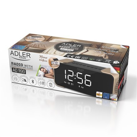 Adler | AD 1190 | Wireless alarm clock with radio | W | AUX in | Copper/Black | Alarm function Adler | AD 1190 | Wireless alarm clock with radio | W | AUX in | Copper/Black | Alarm function