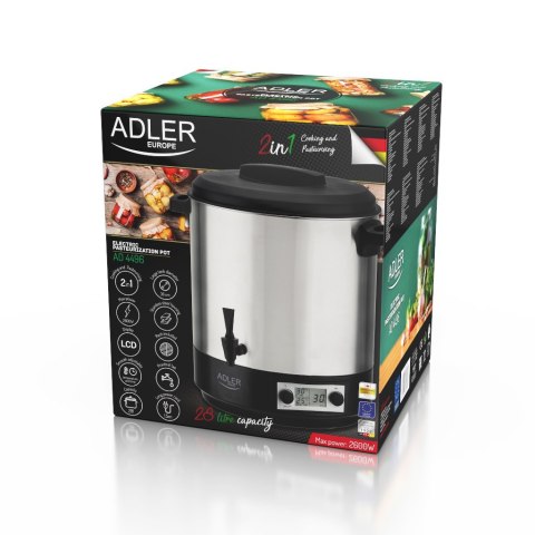 Adler | AD 4496 | Garnek elektryczny / Kuchenka | 28 L | Stal nierdzewna / Czarny | Liczba programów | 2600 W Adler | AD 4496 | Garnek elektryczny / Kuchenka | 28 L | Stal nierdzewna / Czarny | Liczba programów | 2600 W