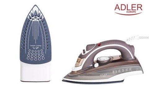 Adler | AD 5030 | Iron | Steam Iron | 3000 W | Water tank capacity 310 ml | Continuous steam 20 g/min | Brown Adler | AD 5030 | Iron | Steam Iron | 3000 W | Water tank capacity 310 ml | Continuous steam 20 g/min | Brown