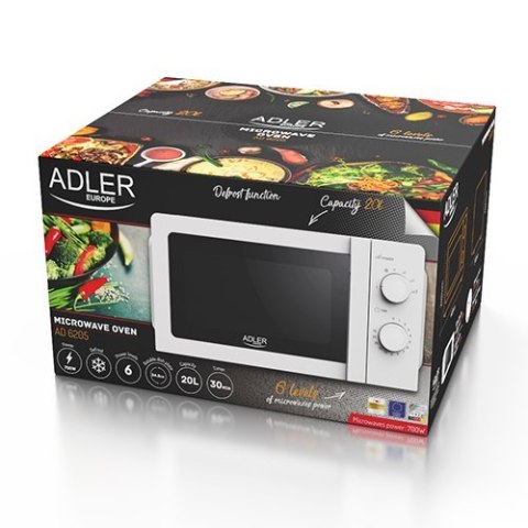 Adler | AD 6205 | Kuchenka mikrofalowa | Wolnostojąca | 700 W | Biały Adler | AD 6205 | Kuchenka mikrofalowa | Wolnostojąca | 700 W | Biały