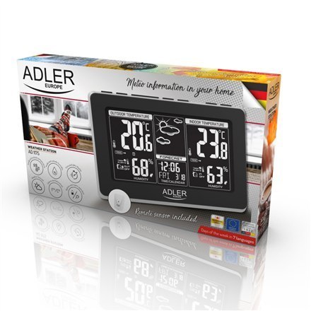 Adler | Black | White Digital Display | Weather station | AD 1175 Adler | Black | White Digital Display | Weather station | AD 1175