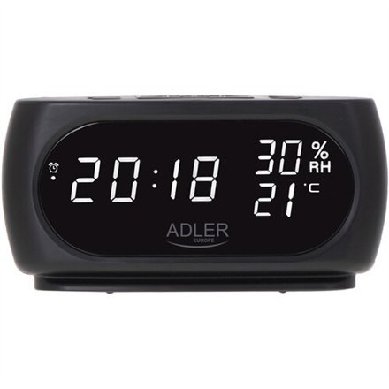 Adler | Clock with Thermometer | AD 1186 | Black Adler | Clock with Thermometer | AD 1186 | Black