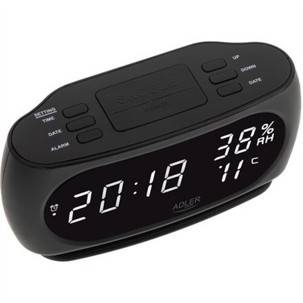 Adler | Clock with Thermometer | AD 1186 | Black Adler | Clock with Thermometer | AD 1186 | Black
