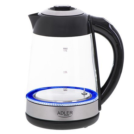 Adler | Czajnik | AD 1285 | Elektryczny | 2200 W | 1,7 L | Szkło/stal nierdzewna | Podstawa obrotowa 360° | Szary Adler | Czajnik | AD 1285 | Elektryczny | 2200 W | 1,7 L | Szkło/stal nierdzewna | Podstawa obrotowa 360° | Szary