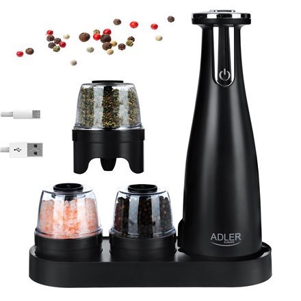 Adler | Electric Salt and pepper grinder | AD 4449b | Grinder | 7 W | Housing material ABS plastic | Lithium | Mills with cerami Adler | Electric Salt and pepper grinder | AD 4449b | Grinder | 7 W | Housing material ABS plastic | Lithium | Mills with cerami