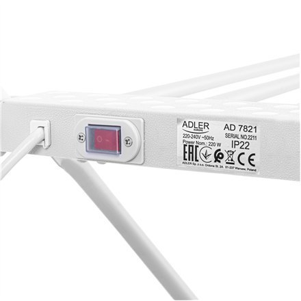Adler | Foldable electric clothes drying rack | AD 7821 | 220 W | Silver/White | IP22