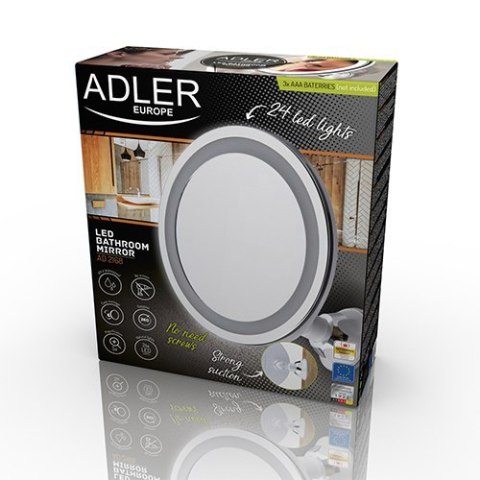 Adler AD 2168 Bathroom Mirror, 3 AAA batteries, LED Lightening, White Adler AD 2168 Bathroom Mirror, 3 AAA batteries, LED Lightening, White