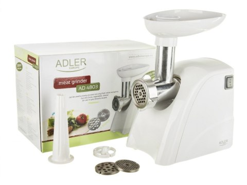 Adler AD 4803 Meat mincer, Power 800W, Bowl, Middle size sieve, Mince sieve, Poppy sieve, Plunger, Sausage filler Adler Adler AD 4803 Meat mincer, Power 800W, Bowl, Middle size sieve, Mince sieve, Poppy sieve, Plunger, Sausage filler Adler