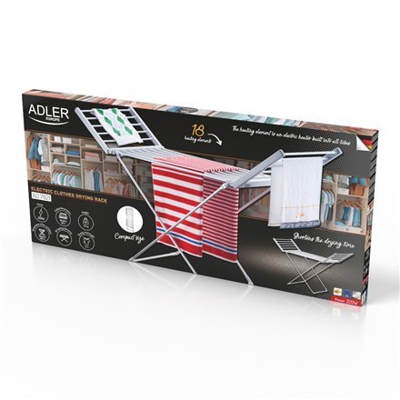 Adler | Foldable electric clothes drying rack | AD 7821 | 220 W | Silver/White | IP22