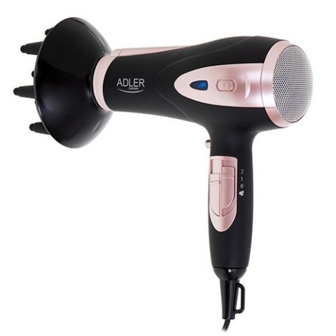 Adler | Hair Dryer | AD 2248b ION | 2200 W | Number of temperature settings 3 | Ionic function | Diffuser nozzle | Black/Pink Adler | Hair Dryer | AD 2248b ION | 2200 W | Number of temperature settings 3 | Ionic function | Diffuser nozzle | Black/Pink