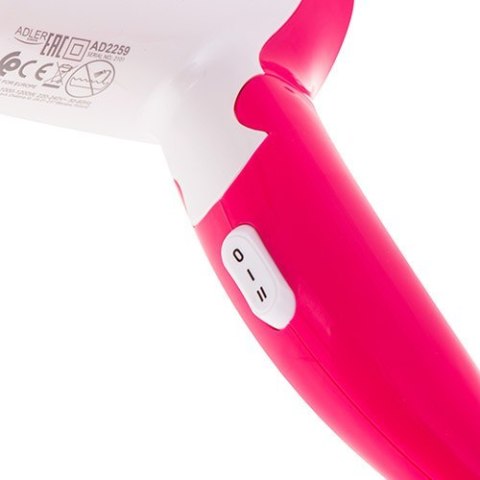 Adler | Hair Dryer | AD 2259 | 1200 W | Number of temperature settings 2 | White/Pink Adler | Hair Dryer | AD 2259 | 1200 W | Number of temperature settings 2 | White/Pink