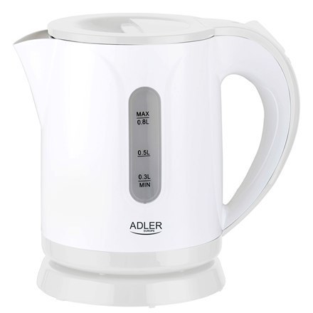 Adler | Kettle | AD 1371w | Electric | 850 W | 0.8 L | Stainless steel/Polypropylene | 360° rotational base | White Adler | Kettle | AD 1371w | Electric | 850 W | 0.8 L | Stainless steel/Polypropylene | 360° rotational base | White