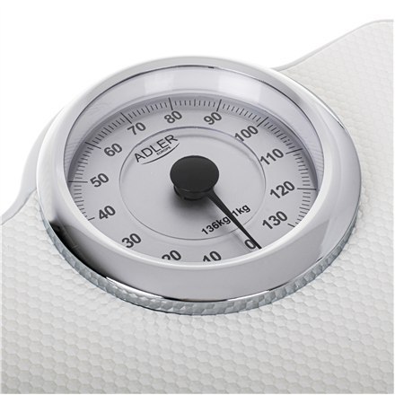 Adler | Mechanical Bathroom Scale | AD 8180 | Maximum weight (capacity) 136 kg | Accuracy 1000 g | White Adler | Mechanical Bathroom Scale | AD 8180 | Maximum weight (capacity) 136 kg | Accuracy 1000 g | White
