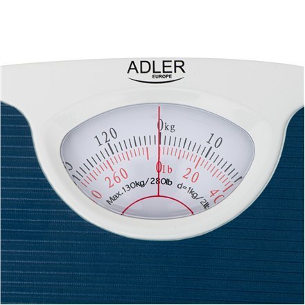 Adler | Mechaniczna waga łazienkowa | AD 8151b | Maksymalna waga (udźwig) 130 kg | Dokładność 1000 g | Niebieski/Biały Adler | Mechaniczna waga łazienkowa | AD 8151b | Maksymalna waga (udźwig) 130 kg | Dokładność 1000 g | Niebieski/Biały