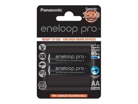 Akumulatory Panasonic ENELOOP Pro BK-3HCDE/2BE, 2500 mAh, 500 (2xAA) | Panasonic Akumulatory Panasonic ENELOOP Pro BK-3HCDE/2BE, 2500 mAh, 500 (2xAA) | Panasonic