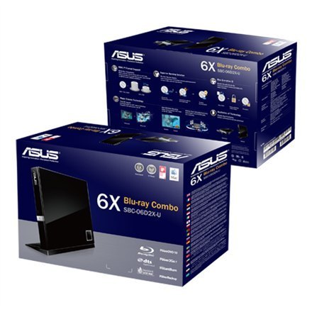 Asus | 06D2X-U | External | DVD±RW (±R DL) / DVD-RAM / BD-ROM drive | Black | USB 2.0 Asus | 06D2X-U | External | DVD±RW (±R DL) / DVD-RAM / BD-ROM drive | Black | USB 2.0