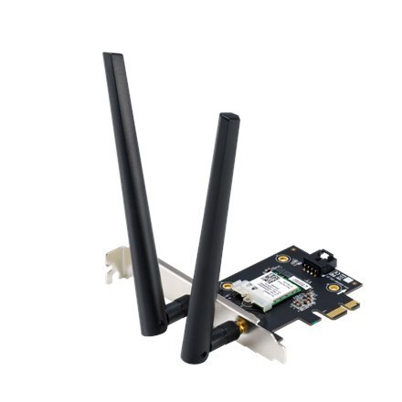 Asus | AX1800 Dwuzakresowa karta Wi-Fi Bluetooth 5.2 PCIe | PCE-AX1800 | 802.11ax | 574+1201 Mbit/s | Mbit/s | Porty Ethernet LA Asus | AX1800 Dwuzakresowa karta Wi-Fi Bluetooth 5.2 PCIe | PCE-AX1800 | 802.11ax | 574+1201 Mbit/s | Mbit/s | Porty Ethernet LA