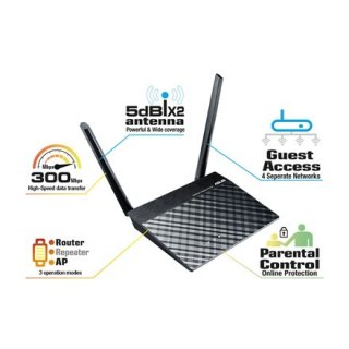 Asus | Router | RT-N12E | 802.11n | 300 Mbit/s | 10/100 Mbit/s | Ethernet LAN (RJ-45) ports 4 | Mesh Support No | MU-MiMO No | N