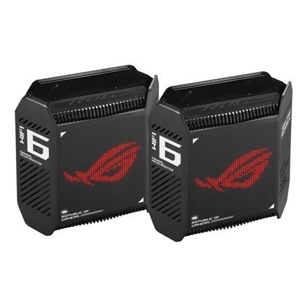 Asus | System Mesh Gaming Gigabit Tri-band Wifi 6 802.11ax | GT6 ROG Rapture (2-Pack) | 802.11ax | 574+4804+4804 Mbit/s | 10/100 Asus | System Mesh Gaming Gigabit Tri-band Wifi 6 802.11ax | GT6 ROG Rapture (2-Pack) | 802.11ax | 574+4804+4804 Mbit/s | 10/100