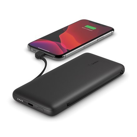 Belkin | BOOST CHARGE Plus Power Bank | 10000 mAh | Integrated LTG and USB-C cables | Black Belkin | BOOST CHARGE Plus Power Bank | 10000 mAh | Integrated LTG and USB-C cables | Black