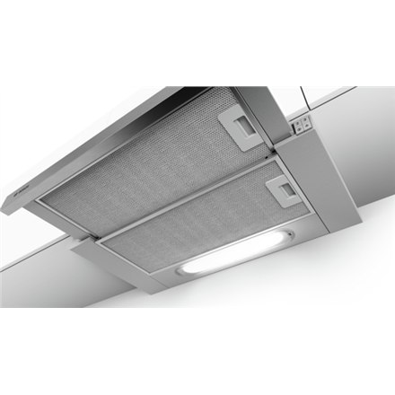 Bosch | Hood | DFT63AC50 Series 4 | Energy efficiency class D | Telescopic | Width 60 cm | 368 m³/h | Mechanical | Silver | LED Bosch | Hood | DFT63AC50 Series 4 | Energy efficiency class D | Telescopic | Width 60 cm | 368 m³/h | Mechanical | Silver | LED