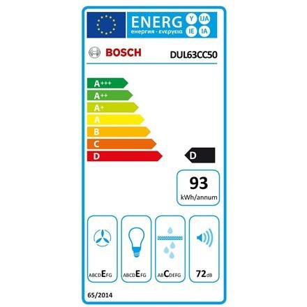 Bosch | Hood | DUL63CC50 Series 4 | Energy efficiency class D | Conventional | Width 60 cm | 350 m³/h | Mechanical | Stainless S Bosch | Hood | DUL63CC50 Series 4 | Energy efficiency class D | Conventional | Width 60 cm | 350 m³/h | Mechanical | Stainless S