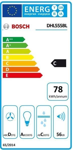 Bosch | Hood Serie 4 | DHL555BL | Energy efficiency class C | Canopy | Width 50 cm | 590 m³/h | Mechanical control | Silver | LE Bosch | Hood Serie 4 | DHL555BL | Energy efficiency class C | Canopy | Width 50 cm | 590 m³/h | Mechanical control | Silver | LE