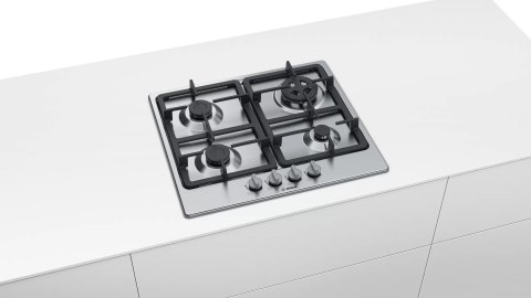 Bosch | PGH6B5B90 | Hob | Gas | Number of burners/cooking zones 4 | Rotary knobs | Stainless steel Bosch | PGH6B5B90 | Hob | Gas | Number of burners/cooking zones 4 | Rotary knobs | Stainless steel