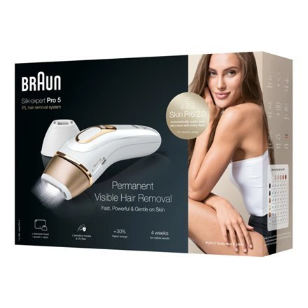 Braun | Epilator | PL5147 Silk-expert Pro 5 IPL | Bulb lifetime (flashes) 400.000 | Number of power levels 10 | White/Gold Braun | Epilator | PL5147 Silk-expert Pro 5 IPL | Bulb lifetime (flashes) 400.000 | Number of power levels 10 | White/Gold
