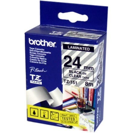 Brother | 151 | Laminated tape | Thermal | Black on clear | Roll (2.4 cm x 8 m) Brother | 151 | Laminated tape | Thermal | Black on clear | Roll (2.4 cm x 8 m)