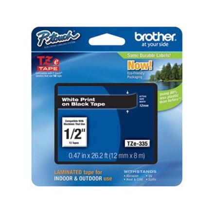 Brother | 335 | Laminated tape | Thermal | White on black | Roll (1.2 cm x 8 m) Brother | 335 | Laminated tape | Thermal | White on black | Roll (1.2 cm x 8 m)